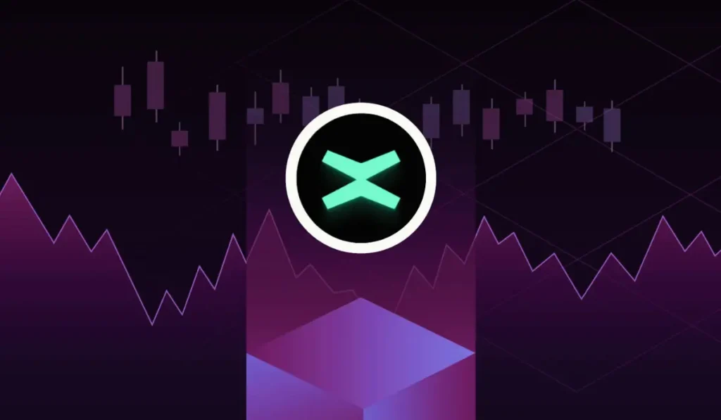 Illustration showing MultiversX transaction speed, sharding technology, and blockchain performance metrics.