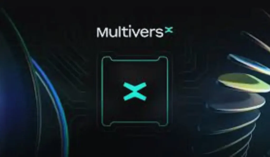 Illustration of EGLD (Electronic Gold) cryptocurrency representing the MultiversX blockchain with digital network